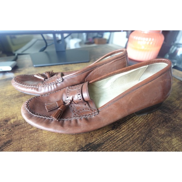 Johnston & Murphy Mens Tassel Loafer Brown Slip On Dress Shoe Size 7.5 M Leather - Picture 2 of 15